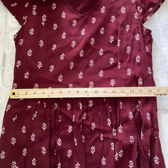 Garnet Hill V Neck Dropwaist Boho Style Cap Sleeve Summer Day Printed Dress Sz 4 - Picture 7 of 14